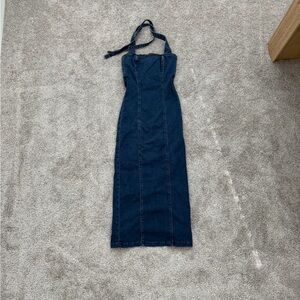 Reformation Denim Halter Maxi Dress